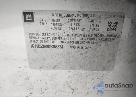 2013 Chevrolet Malibu 1Lt from USA, damaged, VIN 1G11C5SA9DF358384